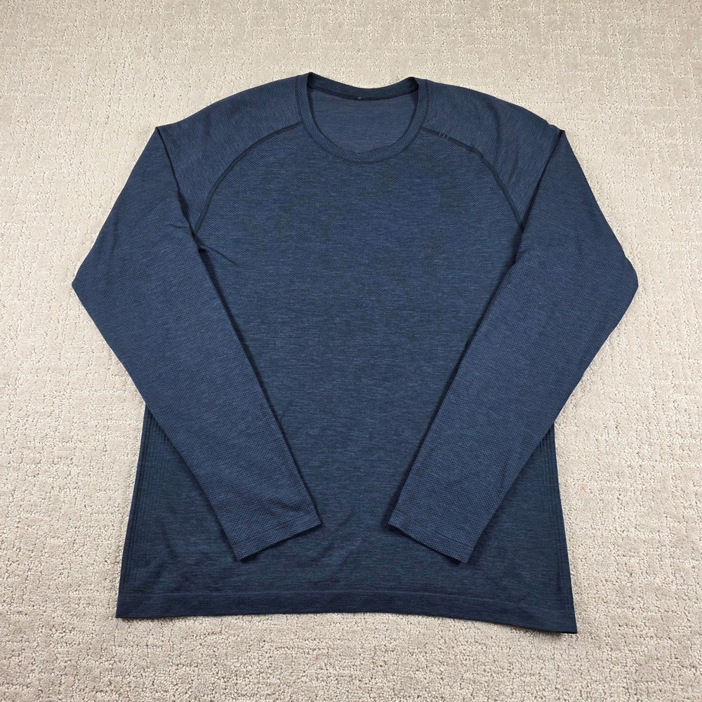 Lululemon Metal Vent Tech Long Sleeve Shirt Mens Large Navy Blue Heather Gym